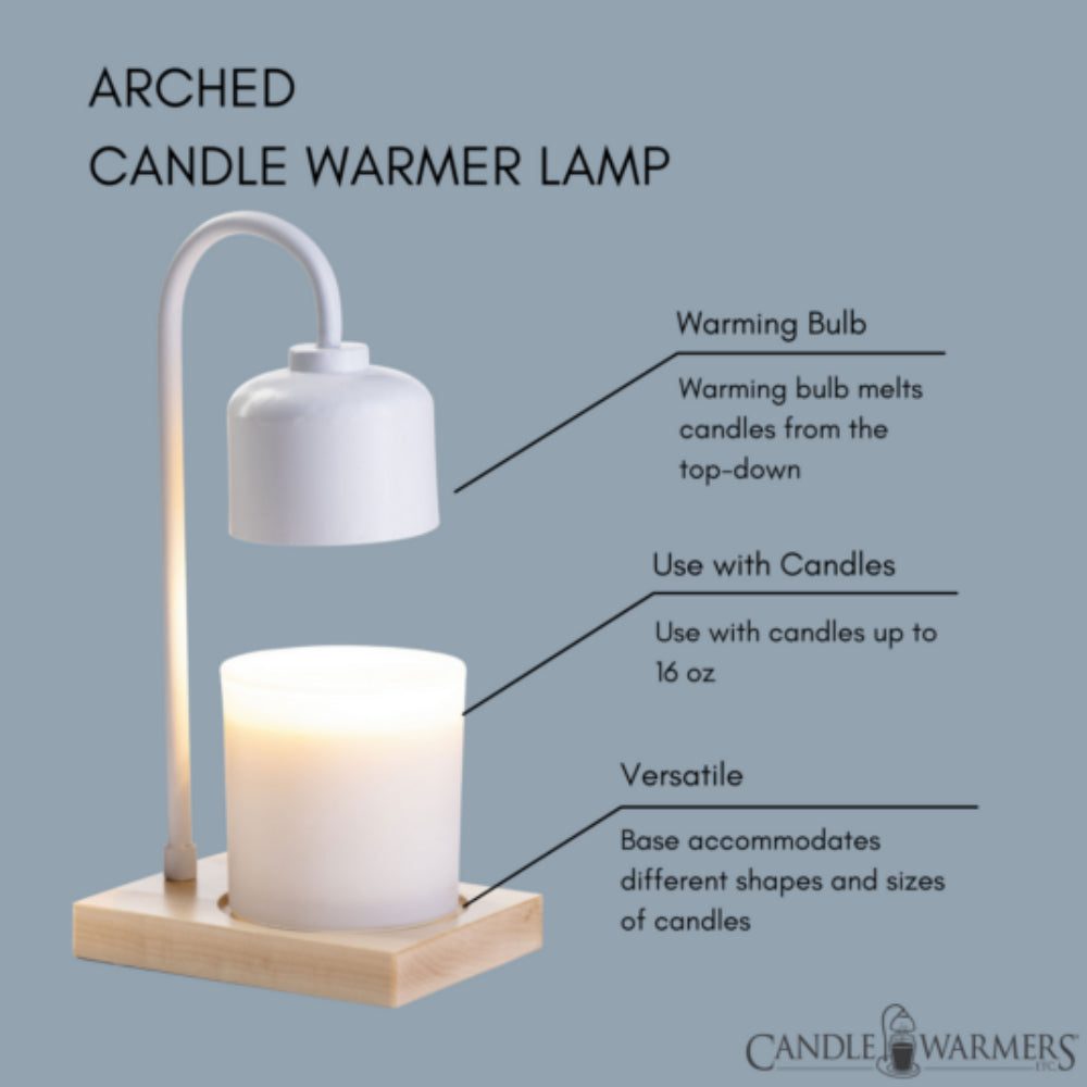 Candle Warmers 10.75" Wood Arched Candle Warmer Lamp - White