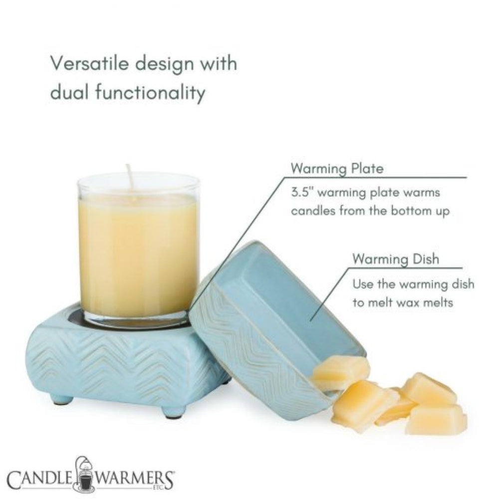 Candle Warmers Classic 2-in-1 Fragrance Warmer with Chevron Pattern - Sky Blue