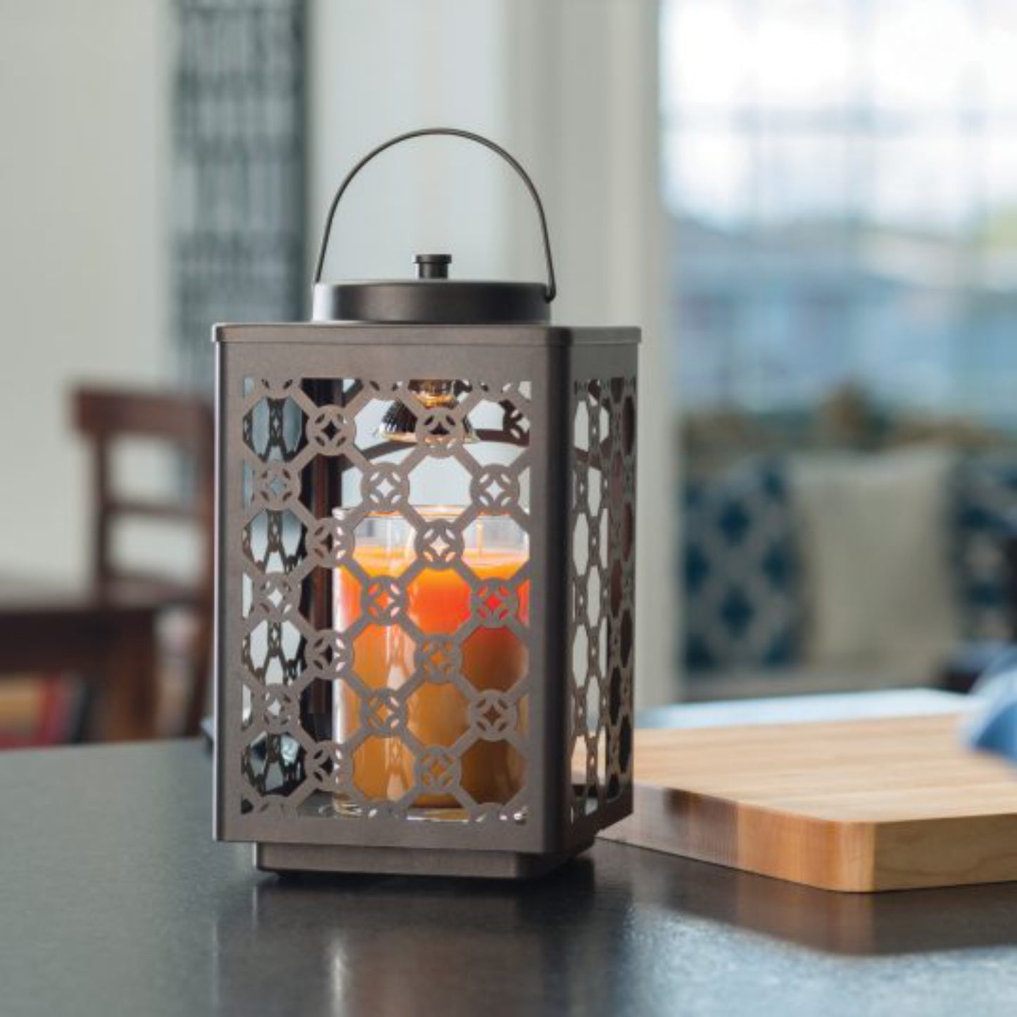 Candle Warmers Garden Candle Warmer Lantern with Intricate Pattern - Bronze