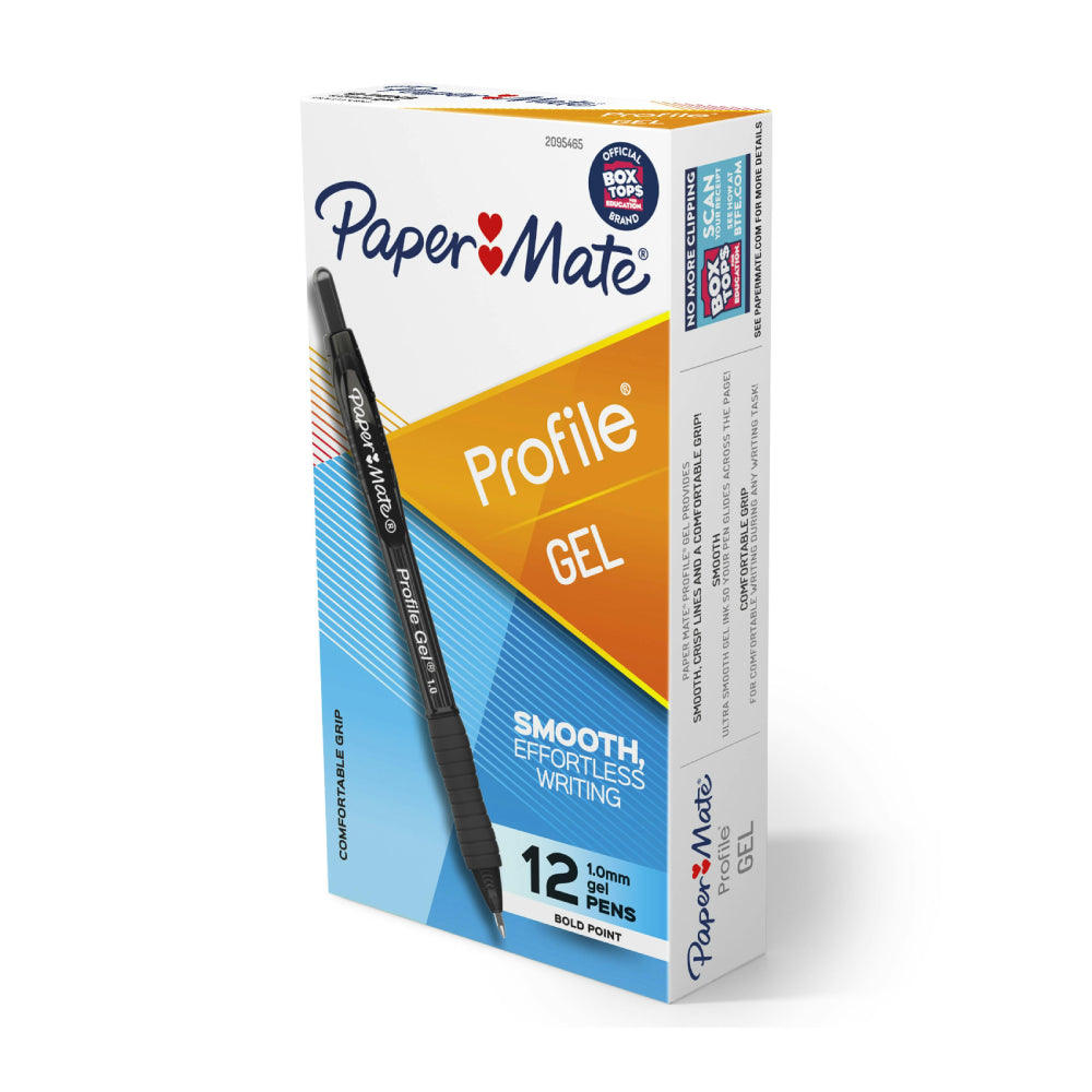 Paper Mate Profile Bold Point 1.0mm Retractable Gel Pens (Set of 12) - Black