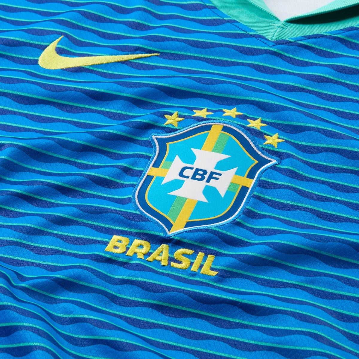 Réplica de camiseta de fútbol extragrande Nike Brasil 2024 Away Stadium para hombre - Azul