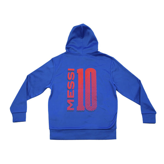 Sudadera con capucha grande Hyper Outline Messi del FC Barcelona de Icon Sport para jóvenes, color azul