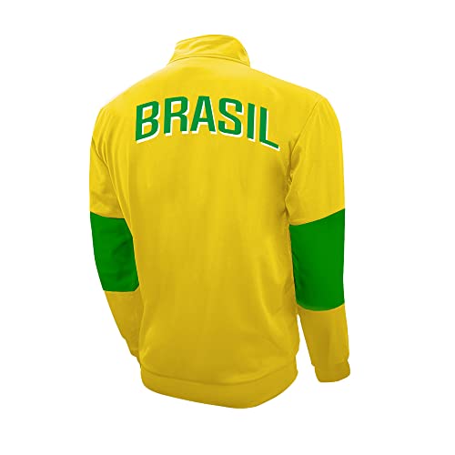 Chaqueta deportiva pequeña de fútbol de Brasil de Icon Sport - Amarilla