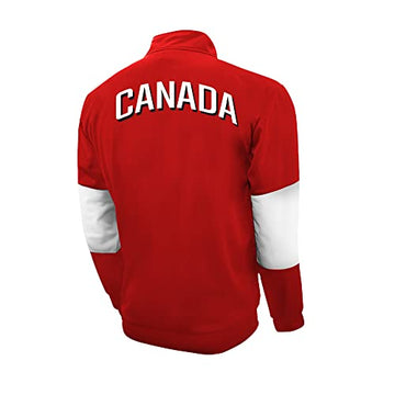 Icon Sports Canada Soccer Touchline Track Jacket with Full-Zip Closure - Red/White