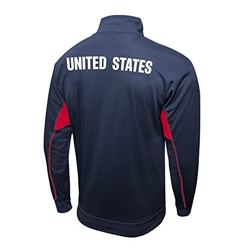 Chaqueta deportiva Fortress de la Federación de fútbol de Estados Unidos de Icon Sports (talla pequeña), color azul marino