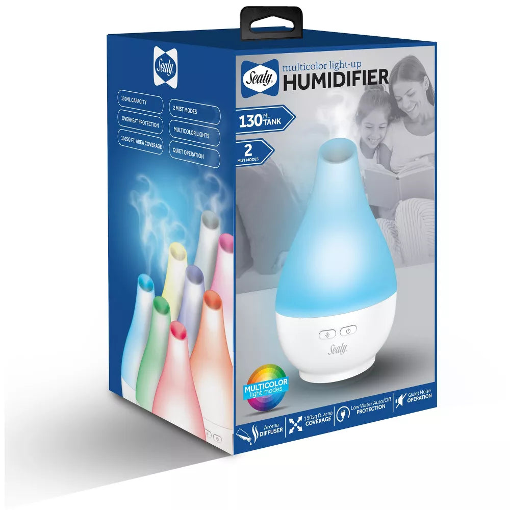 Sealy Ultra Quiet Humidifier Aroma Diffuser with Multi-Color Light Up