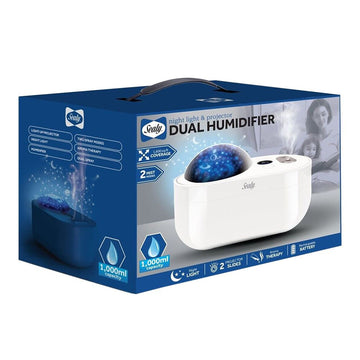 Sealy Dual Spray Humidifier with Night Light and Projector - White