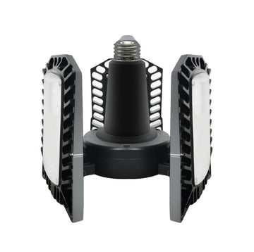 Lámpara de garaje LED de 3 hojas con base extendida de Bright Living, color negro 