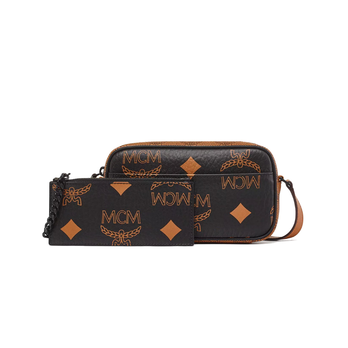 MCM Aren Monogram Mix Small Crossbody Bag with Pouch - Black