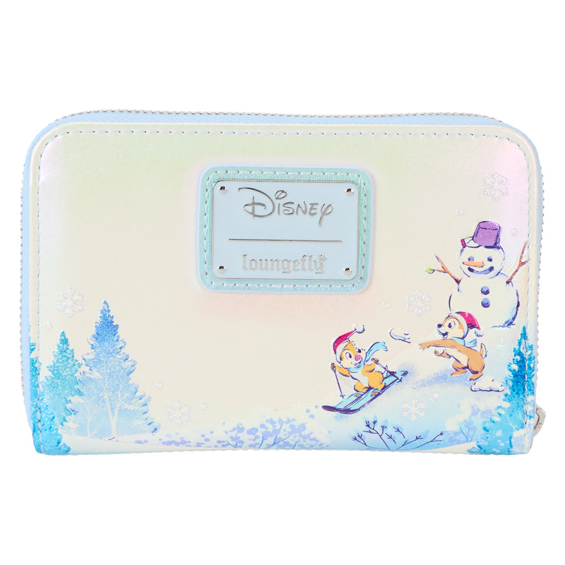 Loungefly Disney Mickey and Friends Winter Wonderland Scene Zip Wallet- Blue