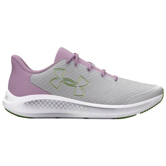 Under Armour Girl's Grade School Charged Pursuit 3 Shoes (Size 6.5) - Gray/Lime