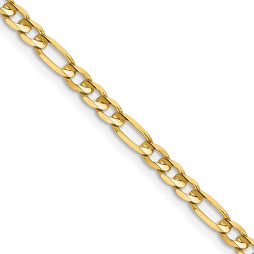 14K Unisex 26" Concave Open Figaro Chain in 14K Yellow Gold