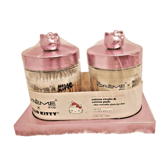 The CrÃ¨me Shop Hello Kitty Chic Reusable Jar Set with Cotton Pads & Swabs
