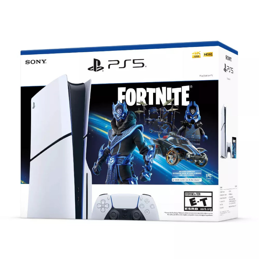 Sony PlayStation 5 Slim 1 TB Disc Console with Fortnite Cobalt Star Bundle - White