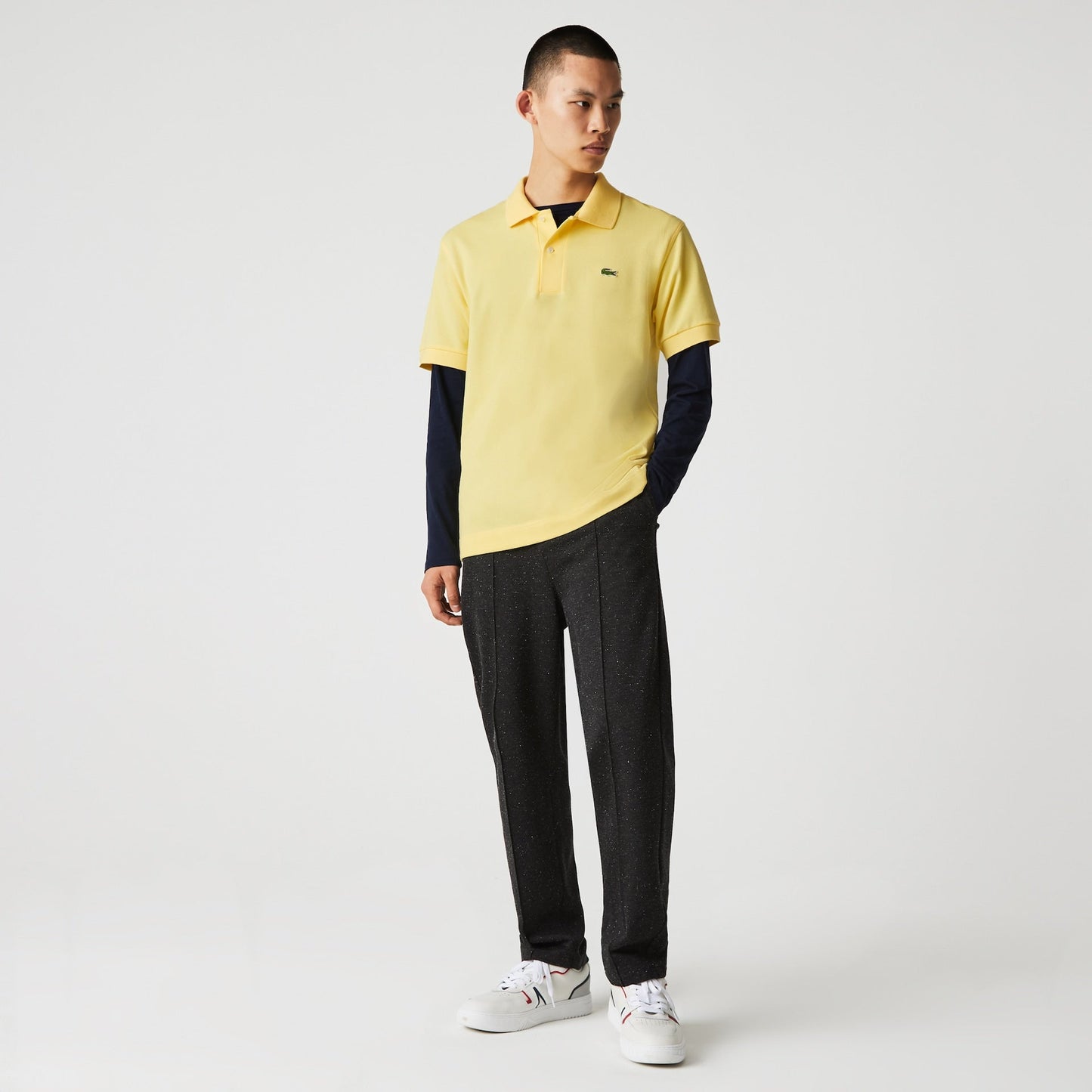 LACOSTE LACOSTE SS SOLID WITH BIGGER CROC ON LEFT CHEST