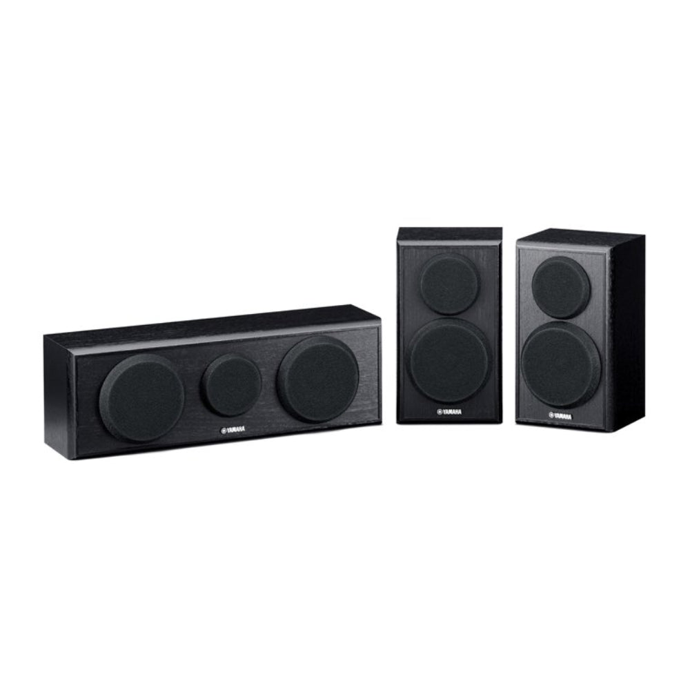 Yamaha Bundle: Dual 6.5" Floorstanding Speakers + 1 Center & 2 Surround Speakers + 8" Powered Subwoofer – Black
