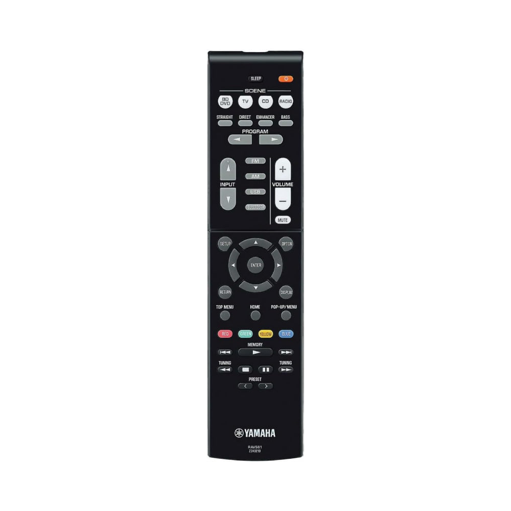 Receptor de cine en casa de 5.1 canales con control remoto Yamaha RX-V385, color negro