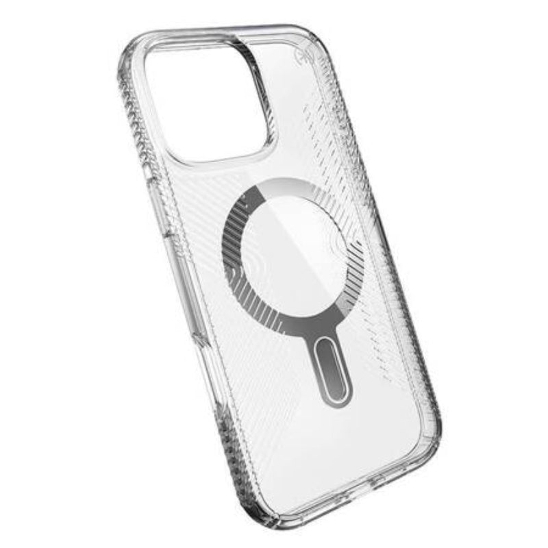 Speck Refresh Presidio Perfect Clear Grip MagSafe Cases with Clicklock for Apple iPhone 16 Pro Max -  Chrome/Silver