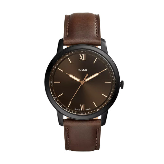 Fossil The Minimalist 3H Men's 44mm Brown Strap Watch - Black Dial