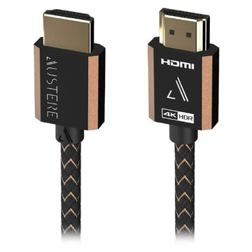 Bundle: Austere III Series 4.9' 4K Black HDMI Cable  + Austere III Series Wall Tap Black Surge Protector with 4 Outlet +  2-in-1 Screen Cleaner Kit