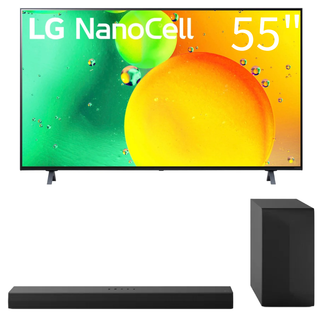 Bundle: LG 55" NanoCell LED 4K UHD Smart webOS TV + LG S60T 3.1 Channel Soundbar System with Wireless Subwoofer