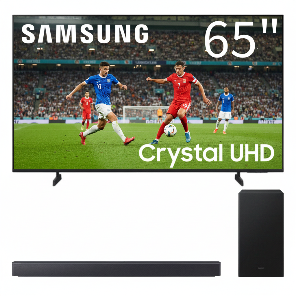 Bundle: Samsung Class 65" U8000F Crystal UHD 4K Smart Tizen TV + Samsung HW-B550F B Series 2.1 Channel Soundbar with Subwoofer - Black