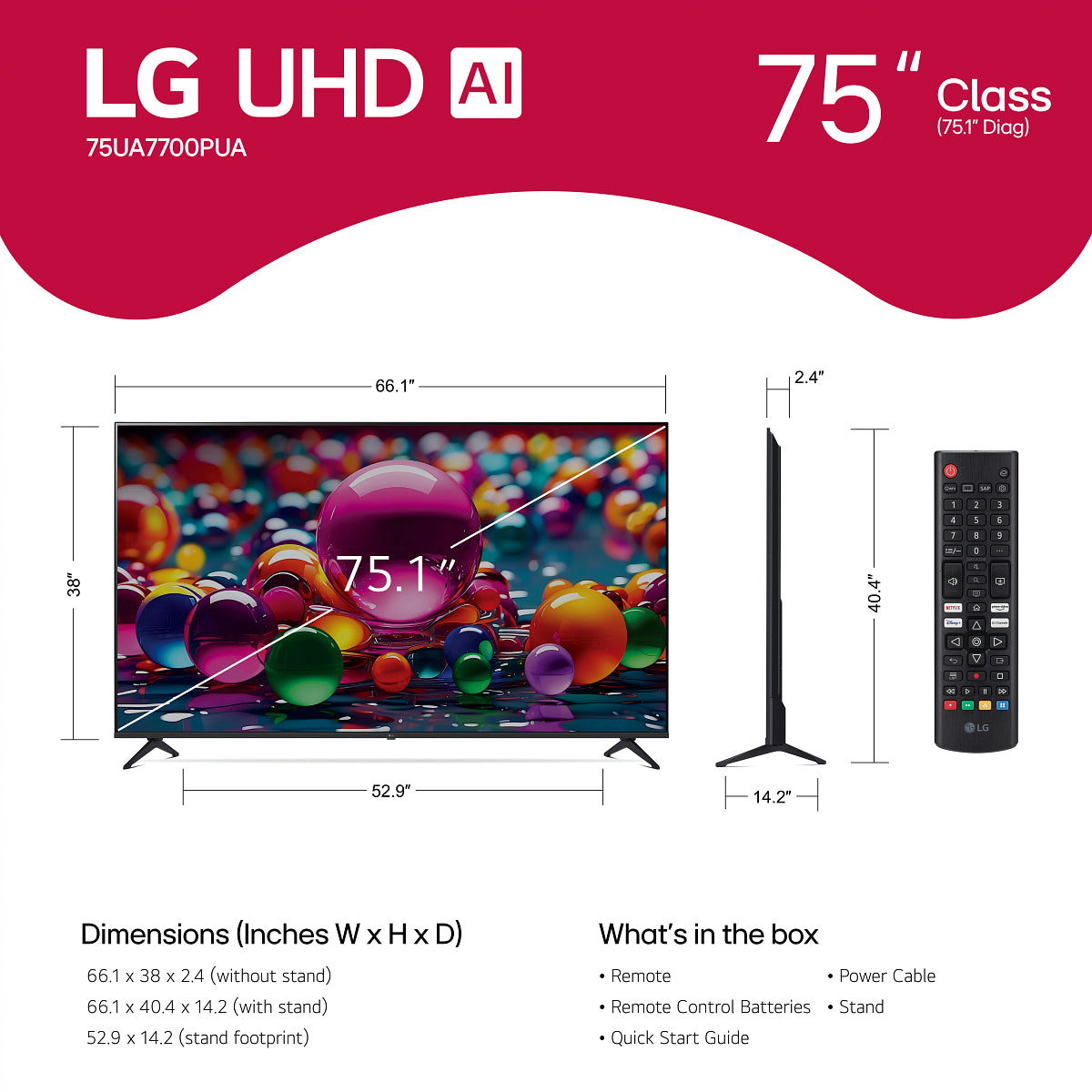 LG Class UA77 LED UHD 4K AI Smart webOS TV