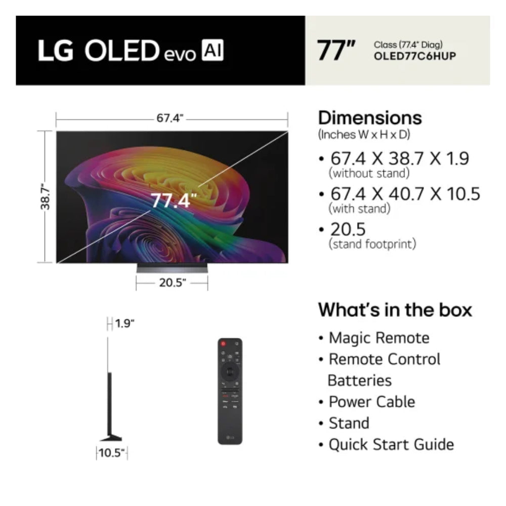 LG Class C6 OLED evo UHD 4K AI Smart WebOS TV
