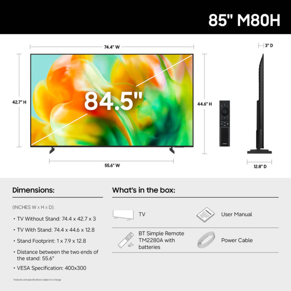 Samsung 85" M80H Mini LED 4K AI Smart Tizen TV