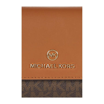 Cartera grande con tres pliegues y dije Jet Set de Michael Kors, marrón/bellota