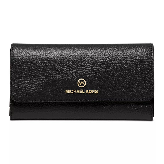 Cartera grande con tres pliegues y dije Jet Set de Michael Kors, color negro