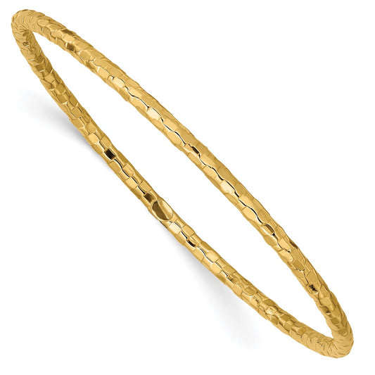 14K Women's 8" Textured Bangle Bracelet in 14K Yellow Gold