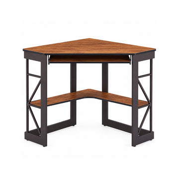 Space-Saving Corner Computer Desk with Keyboard Tray by Black Widow