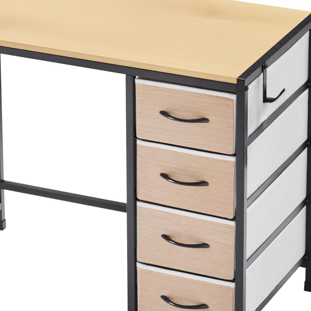 36" Study Table with Fabric Drawers and Headphone Hooks by Topfresh - Brown