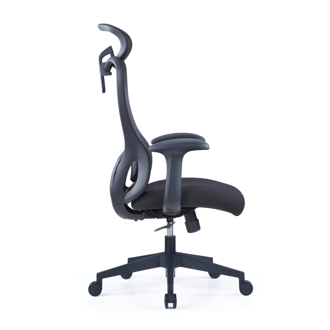 Black Widow Ergonomic Office Chair with Adjustable Headrest - Black