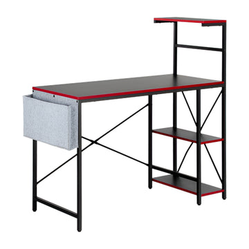 Rectangle Gaming Desk with Storage Shelves by Black Widow