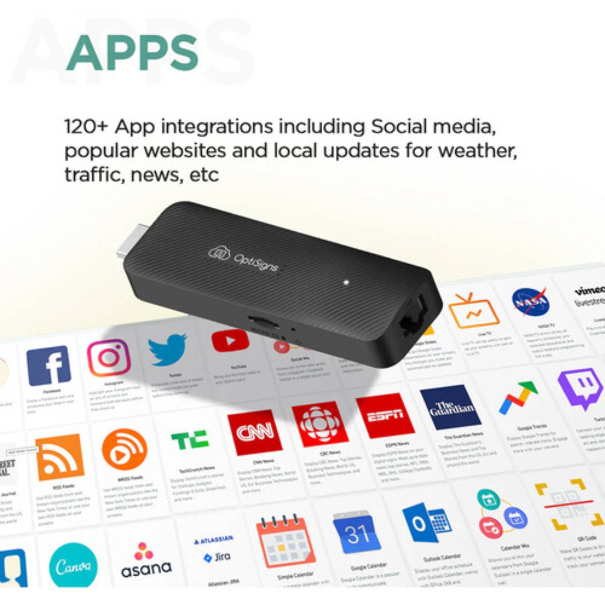 OptiSigns OptiStick Digital Signage Player - Black