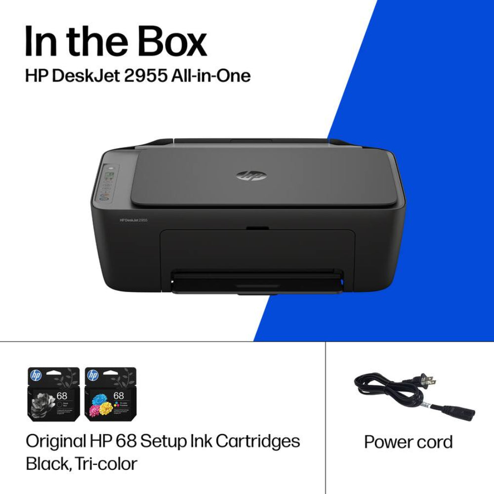 HP DeskJet 2955 Wireless AI Enabled All-in-One Inkjet Printer with Ink - Black