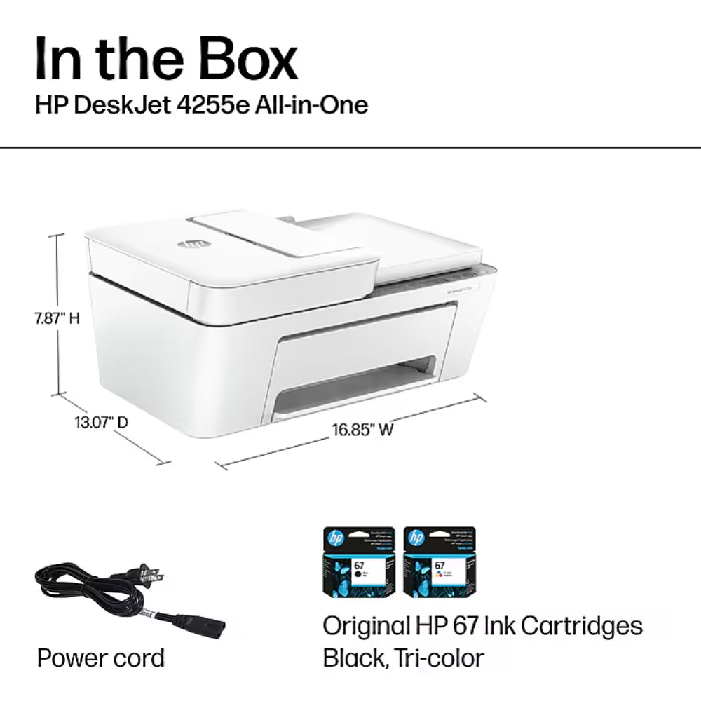 HP DeskJet 4255e Wireless All-in-One Printer - White