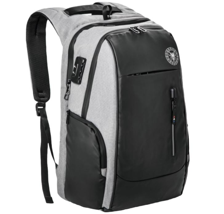 Black Widow Waterproof Laptop Bag with USB - Black/Gray - Curacao