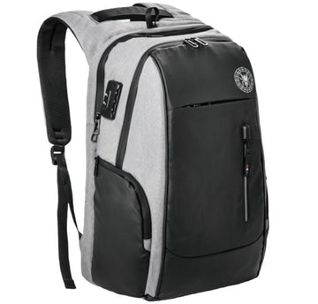 Black Widow Waterproof Laptop Bag with USB - Black/Gray - Curacao