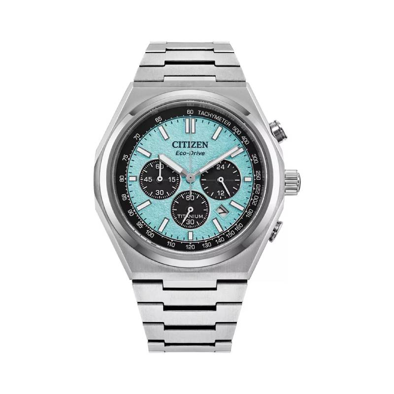 Citizen Eco-Drive Chronograph Zenshin Men's 42.5mm Super Titanium Bracelet Watch - Blue Dial