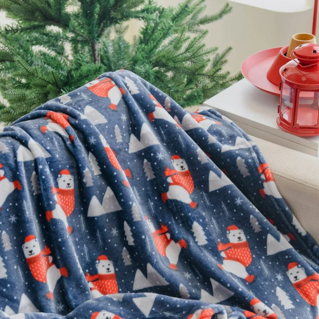 Ultra Soft Oversized Plush Holiday Throw Blanket - Polar Bear