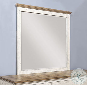 Newport Off White And Rustic Brown Mirror