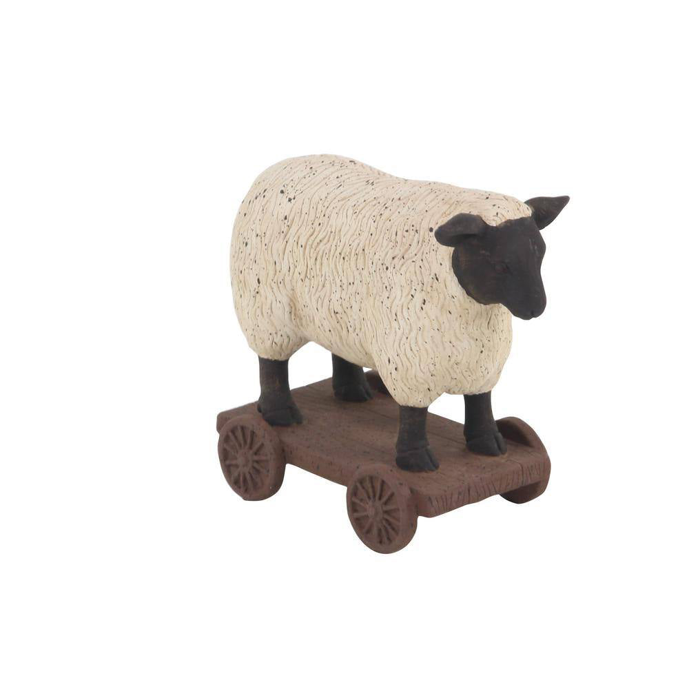 UMA Enterprises Polystone Farmhouse Farm Animal Sculpture Set of 2, White