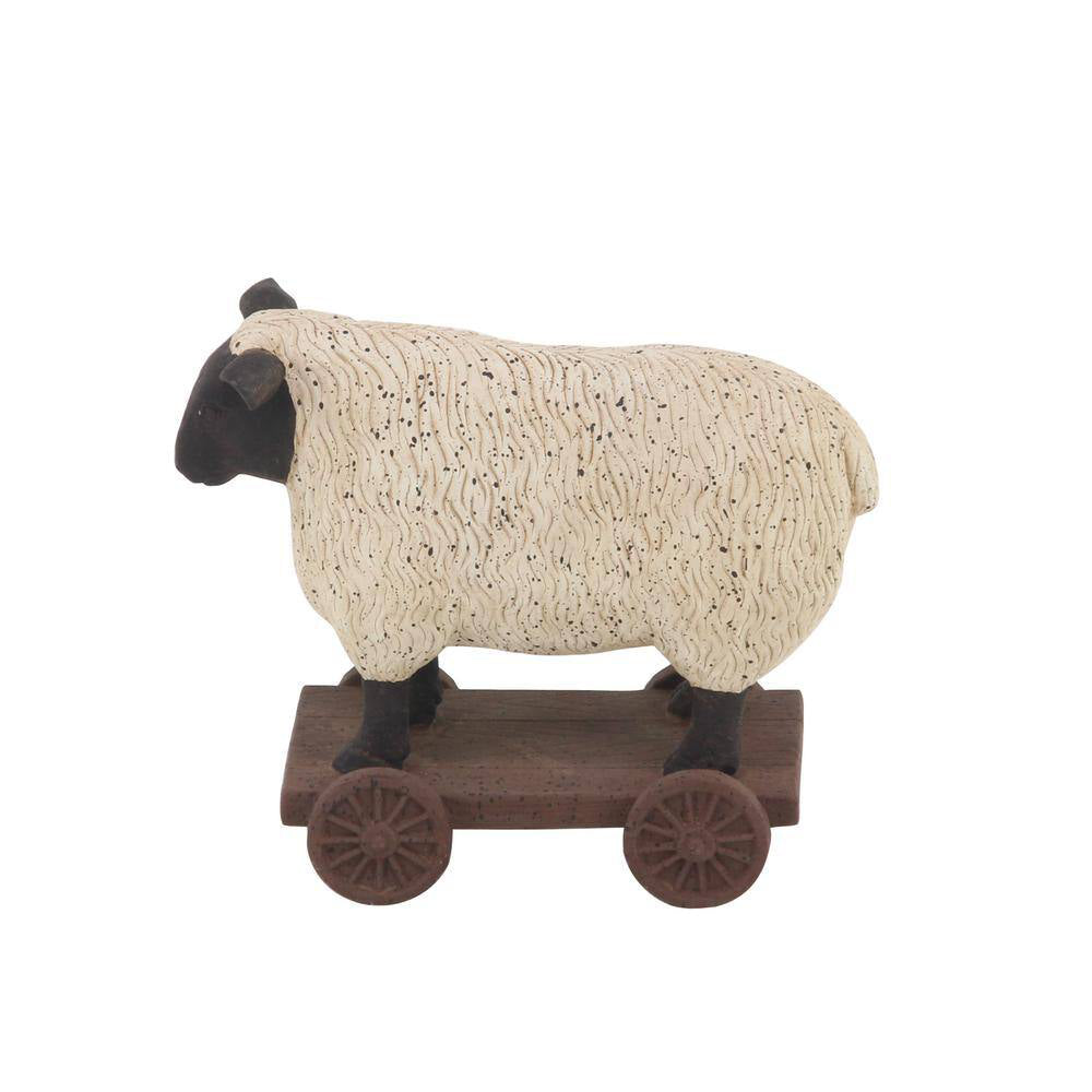 UMA Enterprises Polystone Farmhouse Farm Animal Sculpture Set of 2, White