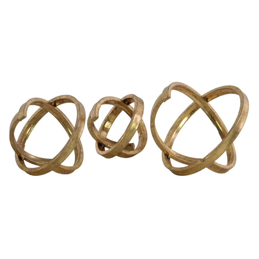 Urban Trends Round Abstract Sculpture (Set of 3) - Gold