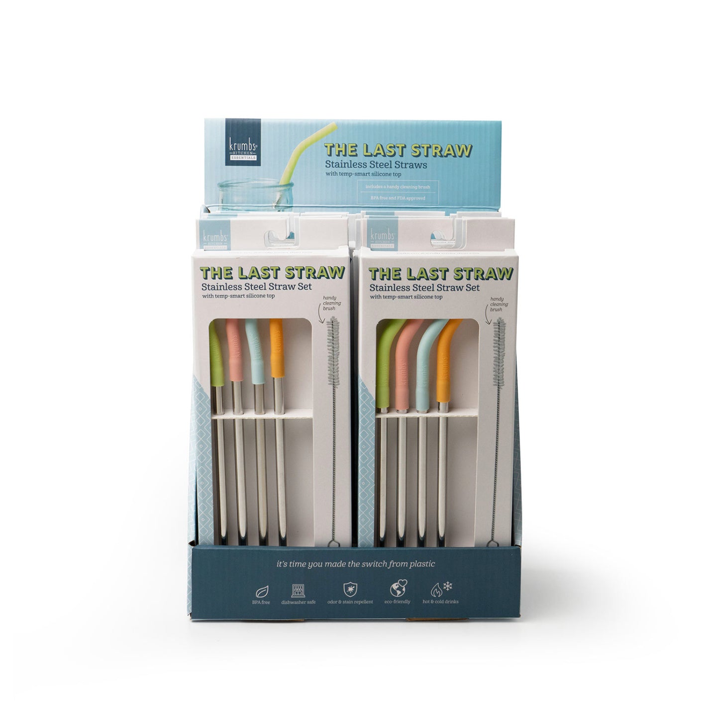 Krumbs Kitchen Elements Stainless Steel Drinking Straws - Set of 4