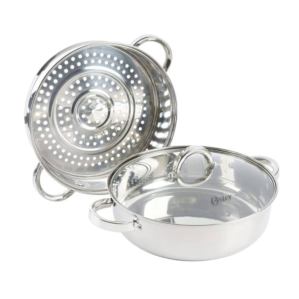 Oster 11" Everyday Pan with Steamer & Lid - Silver