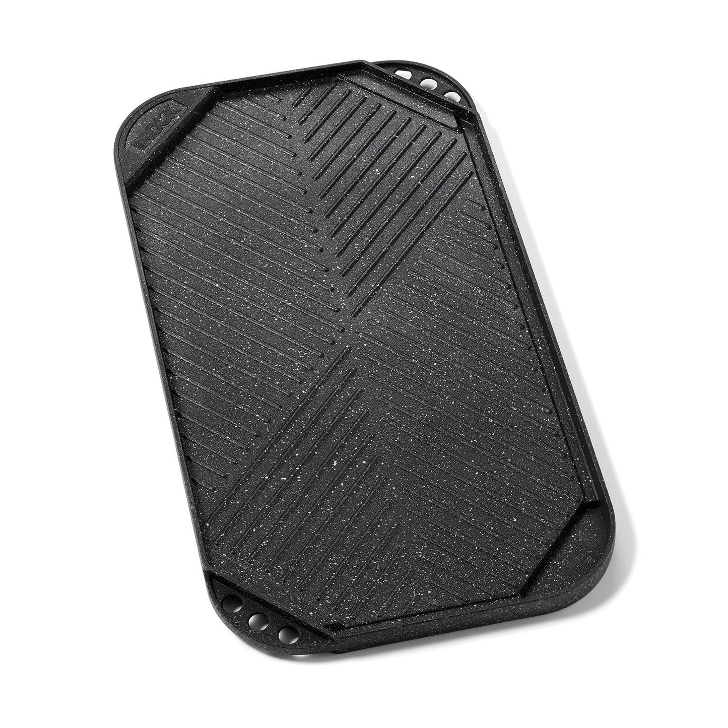 Parrilla/plancha reversible antiadherente de aluminio Starfrit The Rock de 10,6" x 19,5", color negro